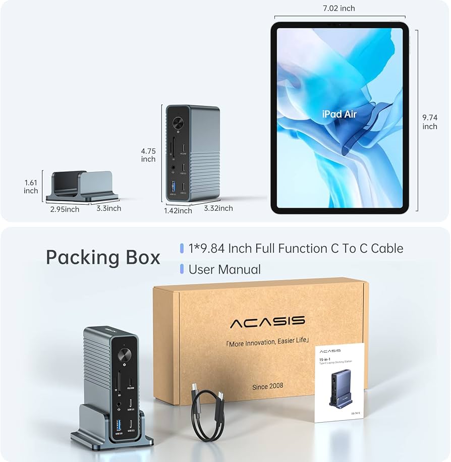 新品　ACASIS USB C ドッキングステーション 15-in-1 Amazon.co.jp: ACASIS USB C ドッキングステーション 15-in-1、最大3